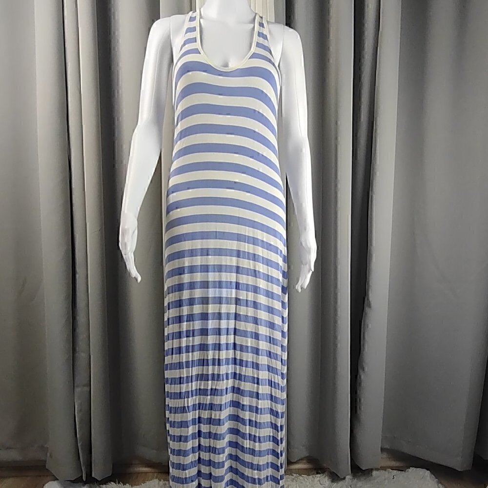GAP Body Violet And White Striped Maxi Dress Size Small